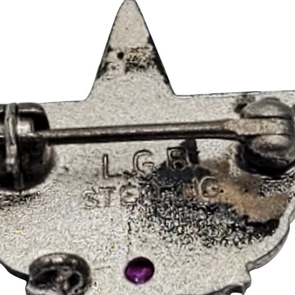 Sterling Silver Star Texaco Pin Employee Sales Award Ruby Enameled Lapel Brooch - Picture 5 of 8